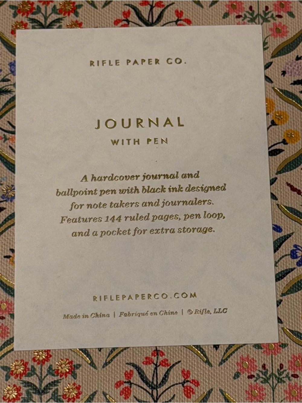 Rifle Paper Co. Estee Hardcover Journal w/ Pen Floral Trellis w/ Elastic & Pen